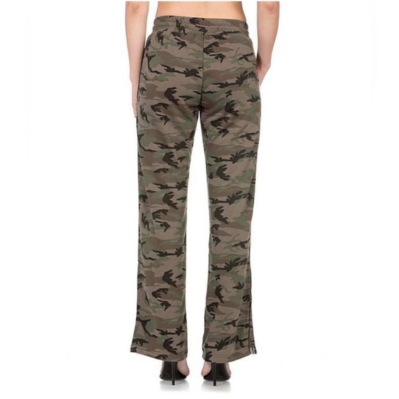 Miss Me Green Camouflage Sweatpant with Flared Bottoms - Picture 2 of 4